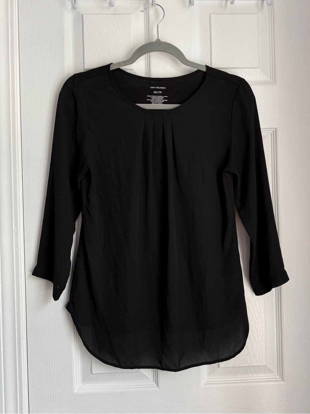 Van Heusen Charcoal Pleated Blouse XS